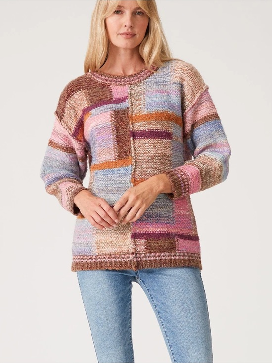 lovestitch Sweaters - Lovestitch Kirby Patchwork Multicolor  Sweater Bohemian Oversized Crew Medium